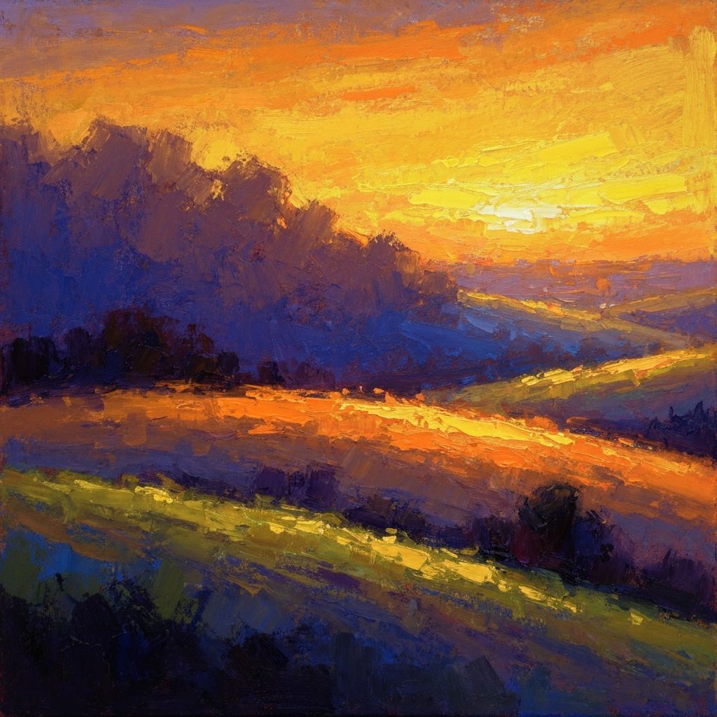 Featured oil pastel artwork - vibrant sunset landscape